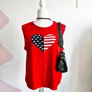 Vintage American Flag Knit Top XL Patriotic USA Fourth Of July‎